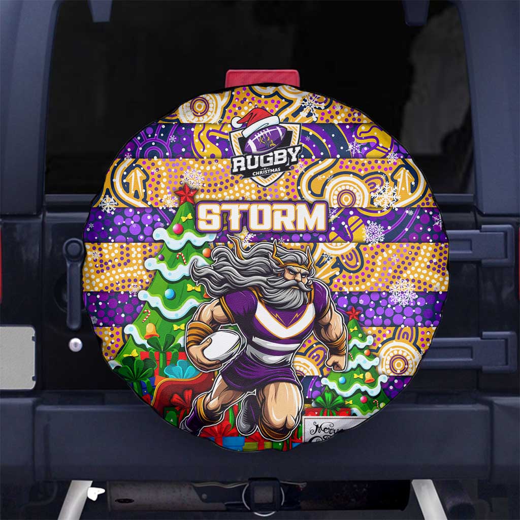 Storm Rugby Merry Christmas Spare Tire Cover Indigenous Australian Art