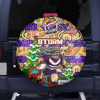 Storm Rugby Merry Christmas Spare Tire Cover Indigenous Australian Art