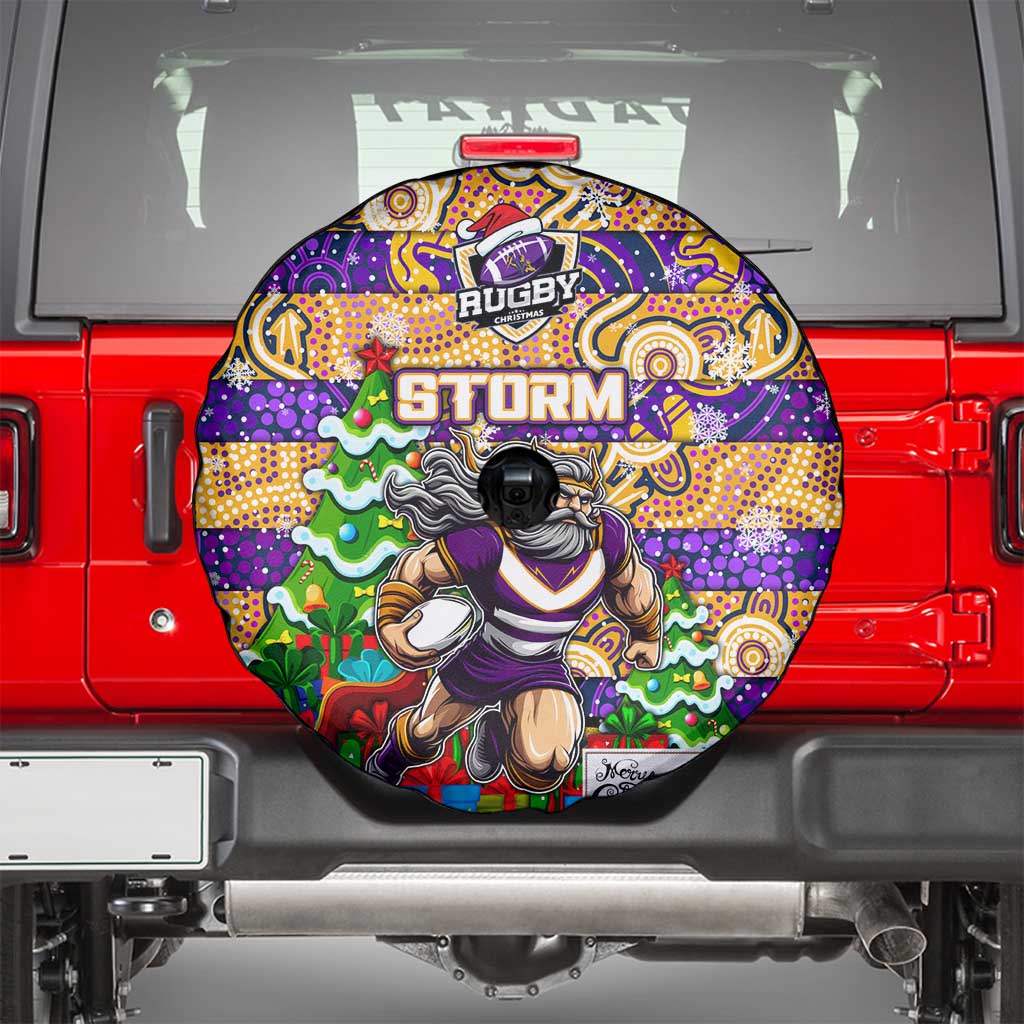 Storm Rugby Merry Christmas Spare Tire Cover Indigenous Australian Art