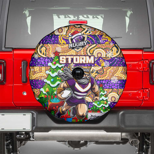 Storm Rugby Merry Christmas Spare Tire Cover Indigenous Australian Art