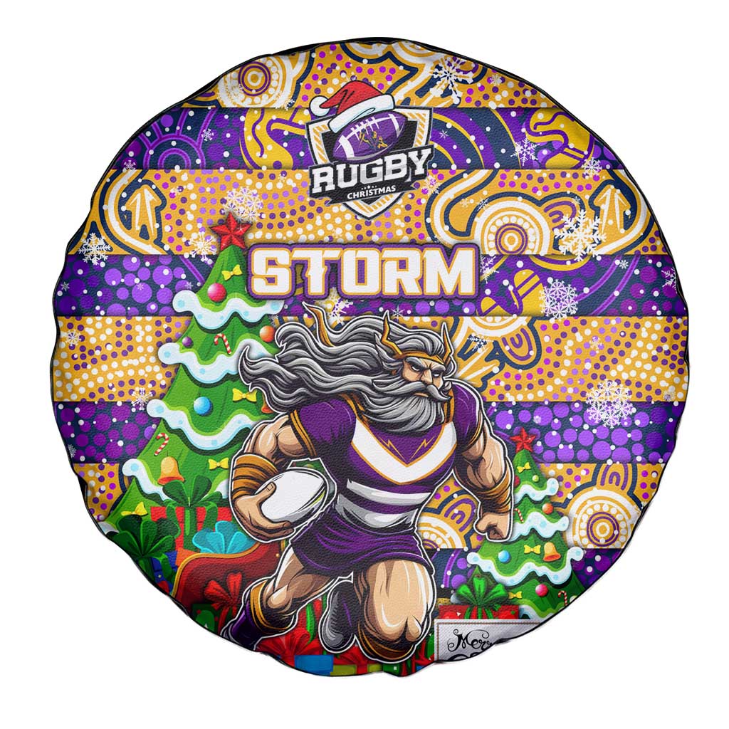 Storm Rugby Merry Christmas Spare Tire Cover Indigenous Australian Art