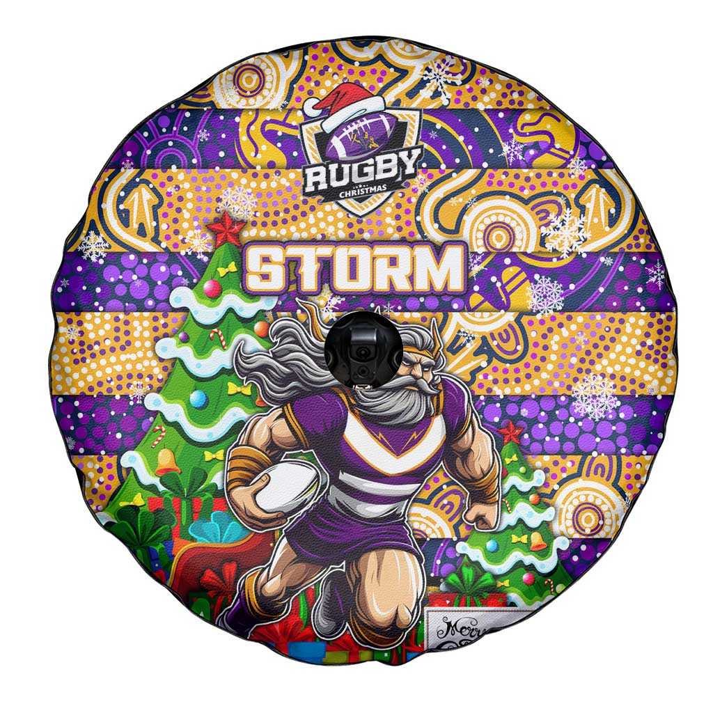 Storm Rugby Merry Christmas Spare Tire Cover Indigenous Australian Art