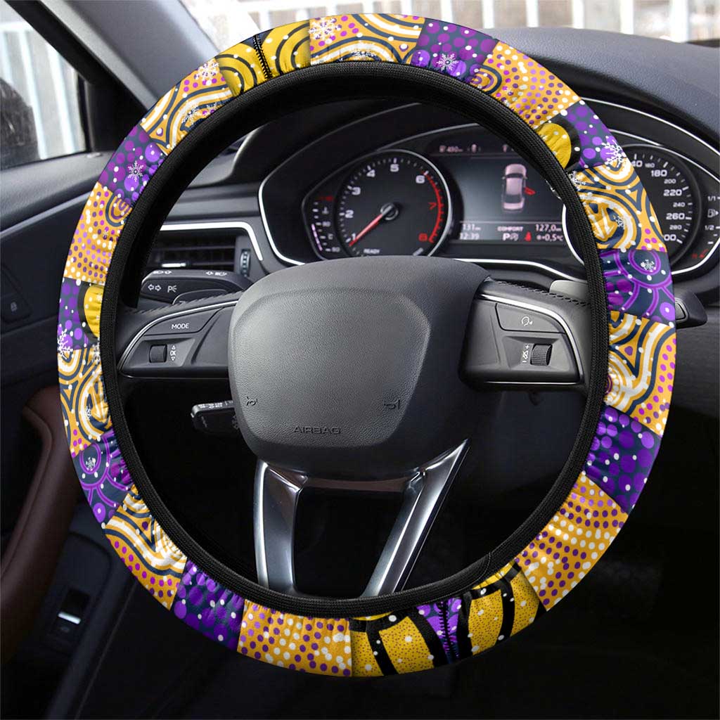 Storm Rugby Merry Christmas Steering Wheel Cover Indigenous Australian Art