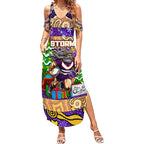 Custom Storm Rugby Merry Christmas Summer Maxi Dress Indigenous Australian Art