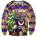 Custom Storm Rugby Merry Christmas Sweatshirt Indigenous Australian Art