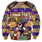 Custom Storm Rugby Merry Christmas Sweatshirt Indigenous Australian Art