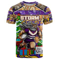 Custom Storm Rugby Merry Christmas T Shirt Indigenous Australian Art