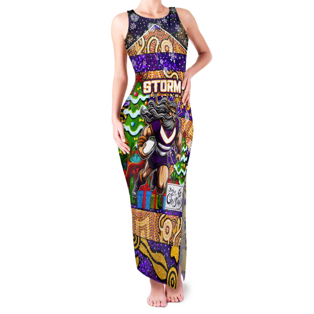 Custom Storm Rugby Merry Christmas Tank Maxi Dress Indigenous Australian Art