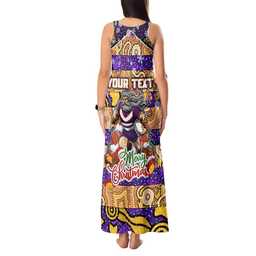 Custom Storm Rugby Merry Christmas Tank Maxi Dress Indigenous Australian Art