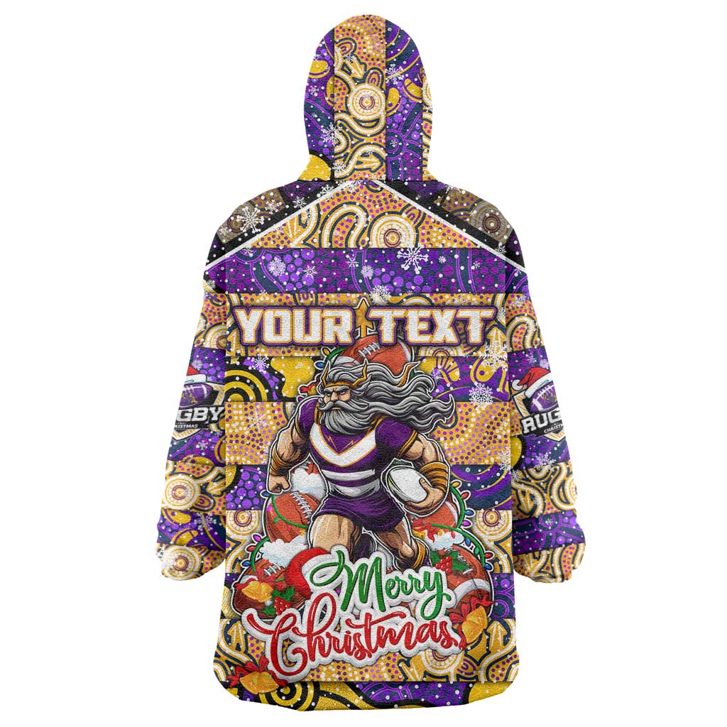 Custom Storm Rugby Merry Christmas Wearable Blanket Hoodie Indigenous Australian Art