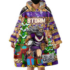 Custom Storm Rugby Merry Christmas Wearable Blanket Hoodie Indigenous Australian Art