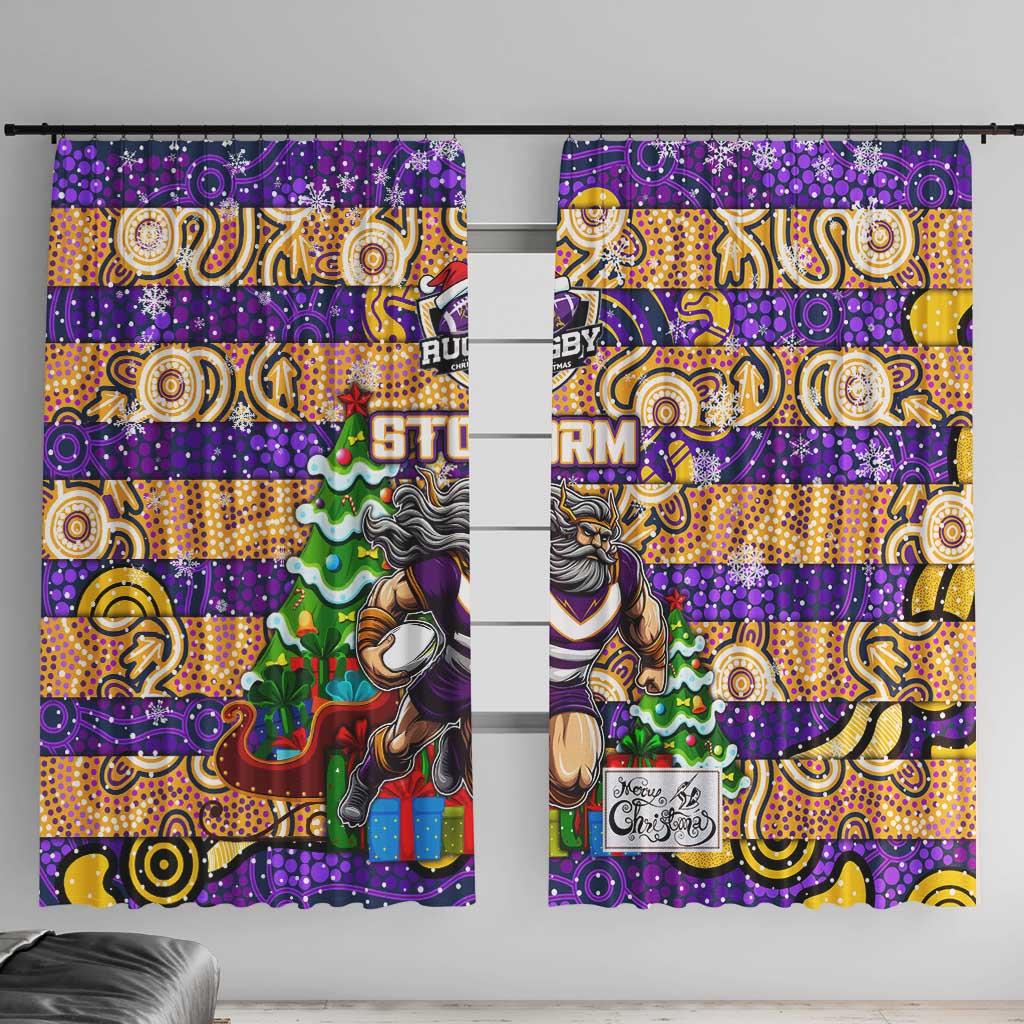 Storm Rugby Merry Christmas Window Curtain Indigenous Australian Art