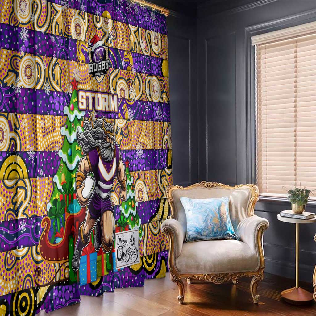 Storm Rugby Merry Christmas Window Curtain Indigenous Australian Art