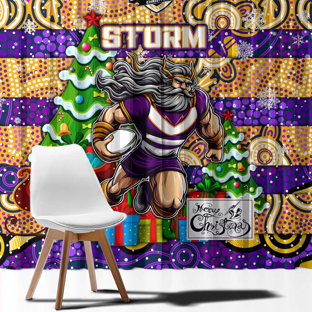 Storm Rugby Merry Christmas Window Curtain Indigenous Australian Art
