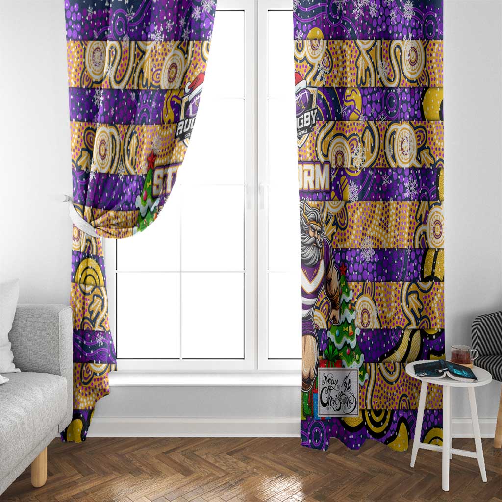 Storm Rugby Merry Christmas Window Curtain Indigenous Australian Art