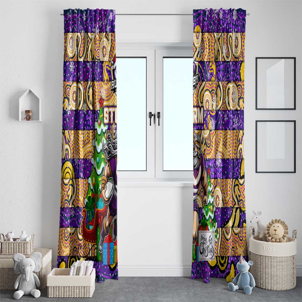 Storm Rugby Merry Christmas Window Curtain Indigenous Australian Art