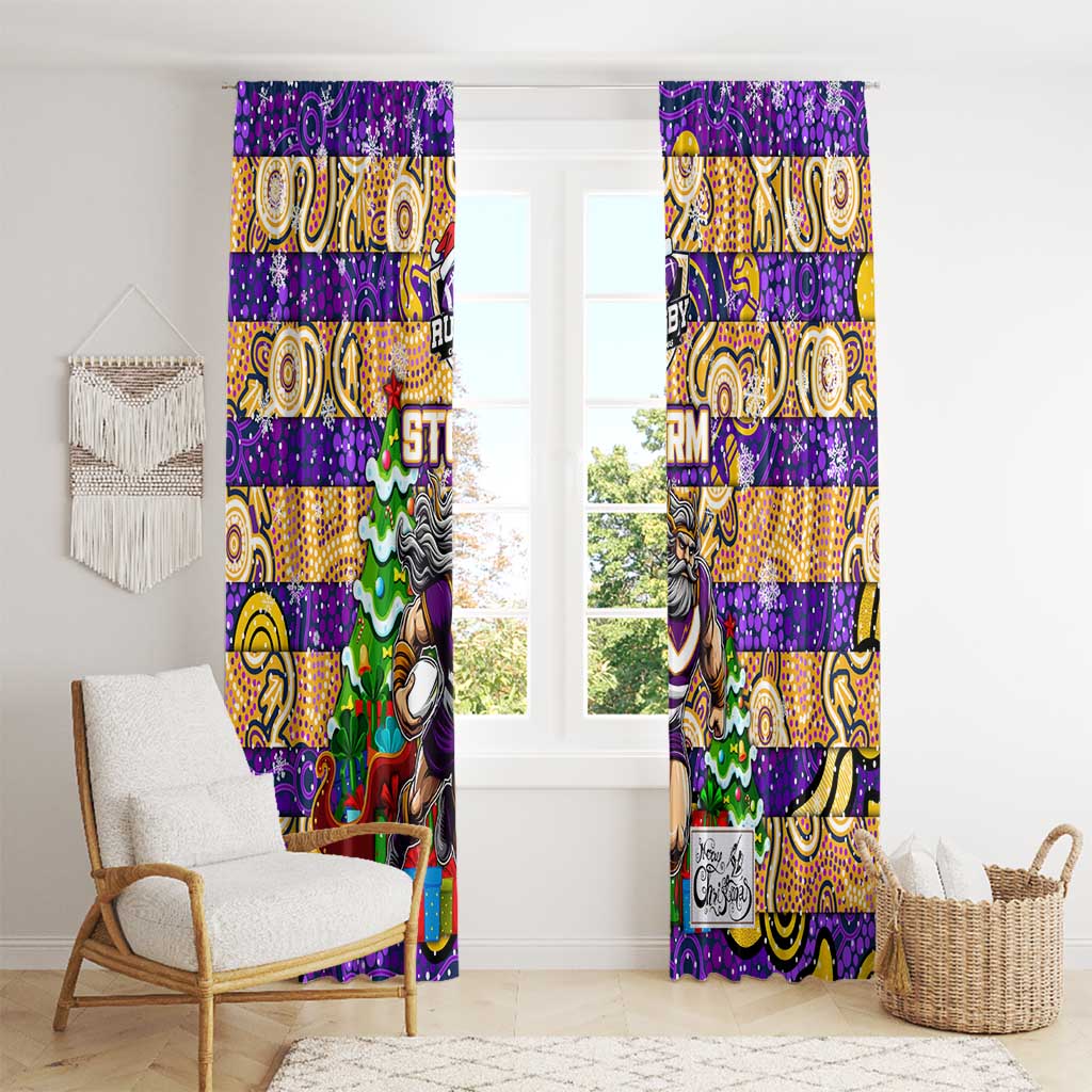 Storm Rugby Merry Christmas Window Curtain Indigenous Australian Art