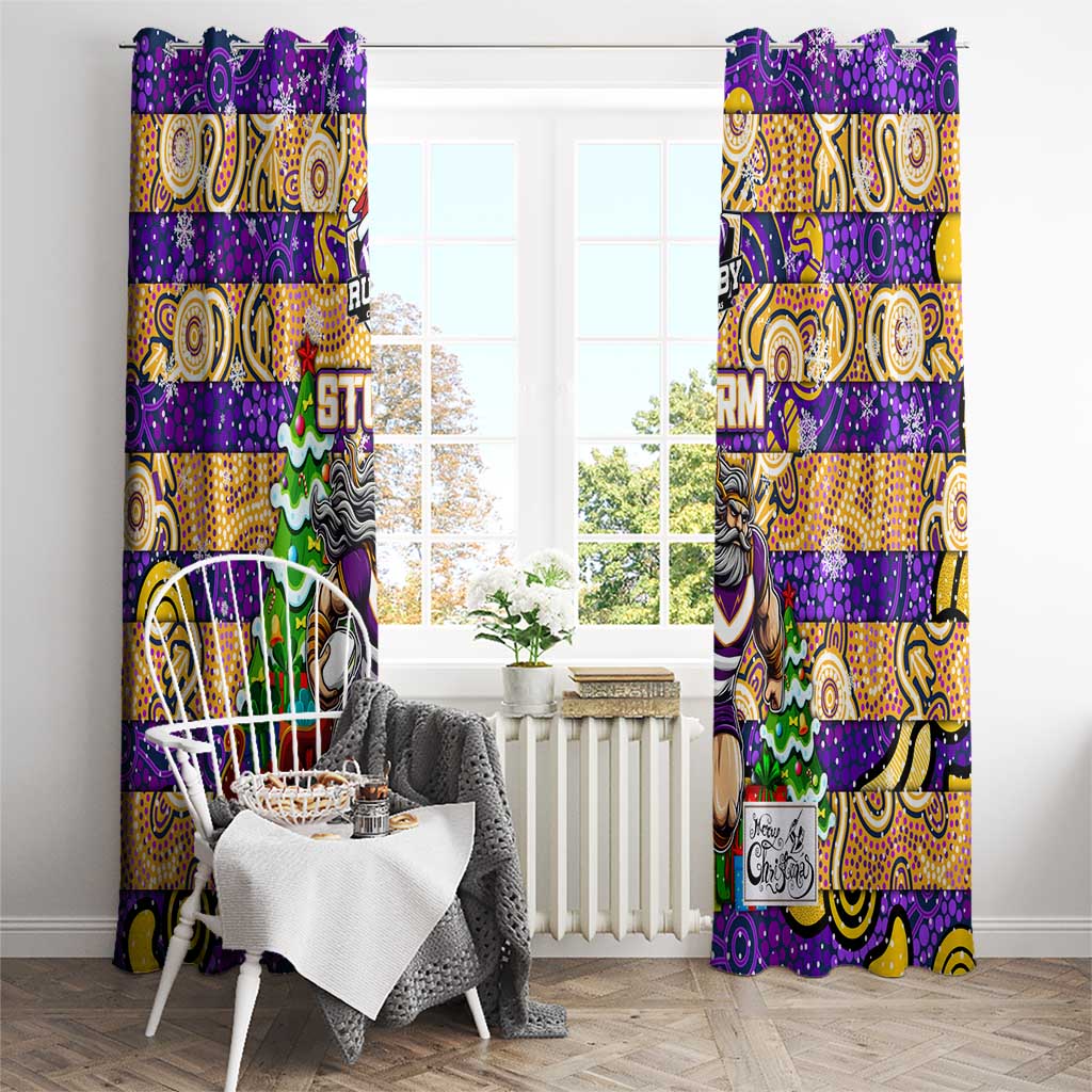 Storm Rugby Merry Christmas Window Curtain Indigenous Australian Art
