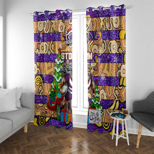 Storm Rugby Merry Christmas Window Curtain Indigenous Australian Art