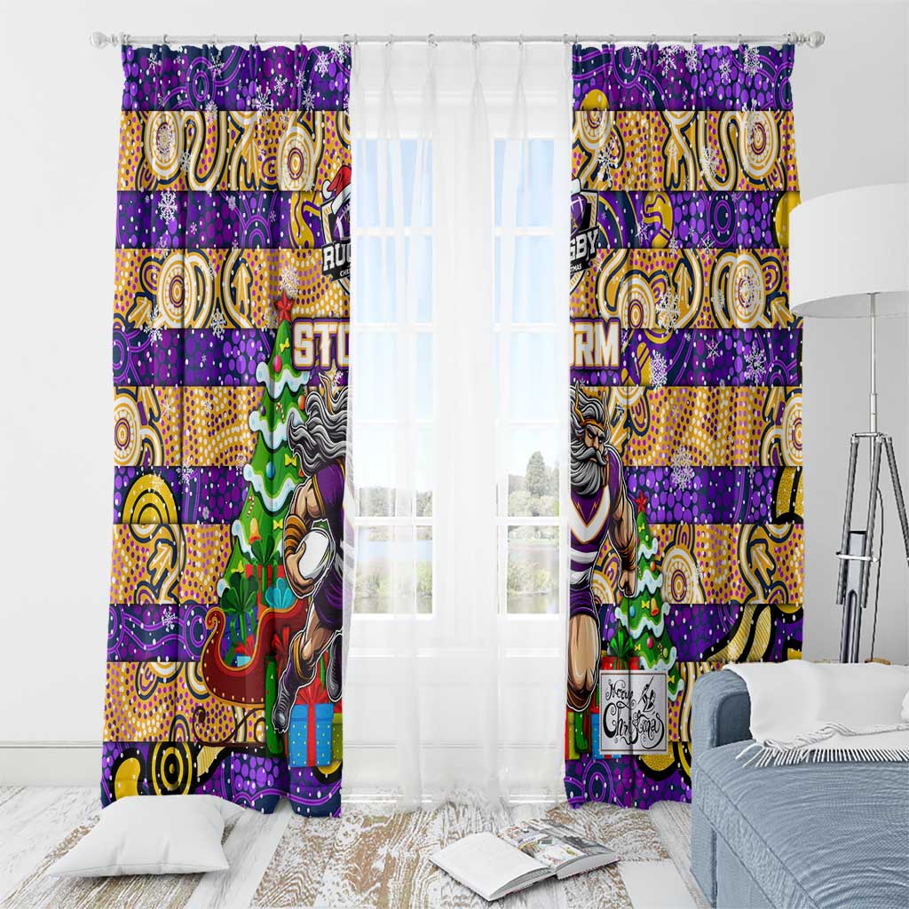 Storm Rugby Merry Christmas Window Curtain Indigenous Australian Art