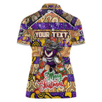 Custom Storm Rugby Merry Christmas Women Polo Shirt Indigenous Australian Art