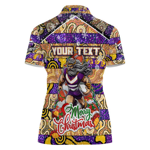 Custom Storm Rugby Merry Christmas Women Polo Shirt Indigenous Australian Art
