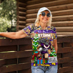 Custom Storm Rugby Merry Christmas Women Polo Shirt Indigenous Australian Art