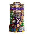 Custom Storm Rugby Merry Christmas Women Sleeveless Polo Shirt Indigenous Australian Art