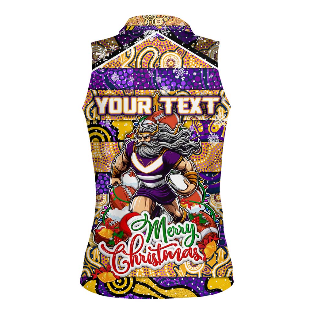 Custom Storm Rugby Merry Christmas Women Sleeveless Polo Shirt Indigenous Australian Art