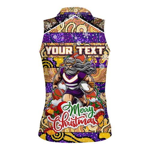 Custom Storm Rugby Merry Christmas Women Sleeveless Polo Shirt Indigenous Australian Art