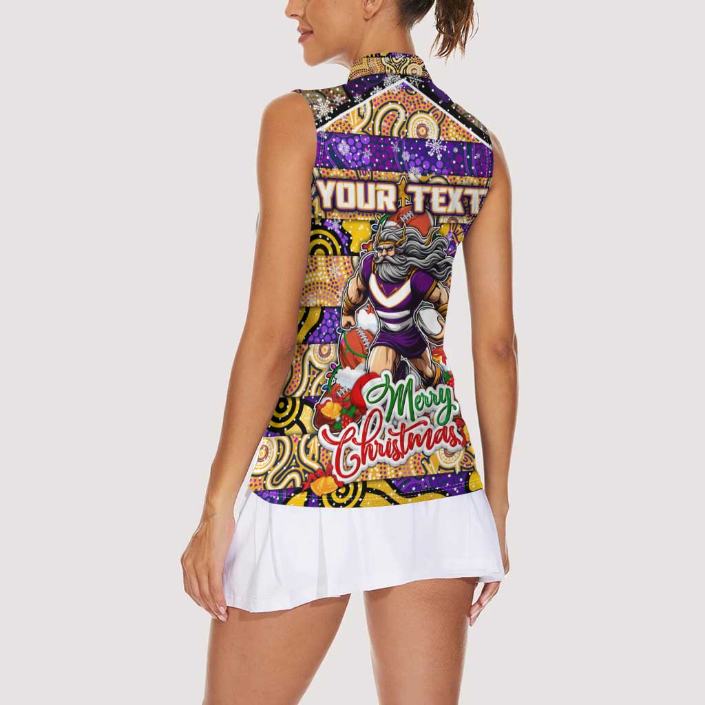 Custom Storm Rugby Merry Christmas Women Sleeveless Polo Shirt Indigenous Australian Art