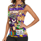 Custom Storm Rugby Merry Christmas Women Sleeveless Polo Shirt Indigenous Australian Art
