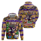 Custom Storm Rugby Merry Christmas Zip Hoodie Indigenous Australian Art