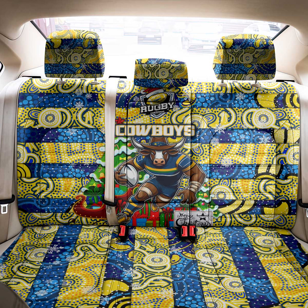 Cowboys Rugby Merry Christmas Back Car Seat Cover Indigenous Australian Art