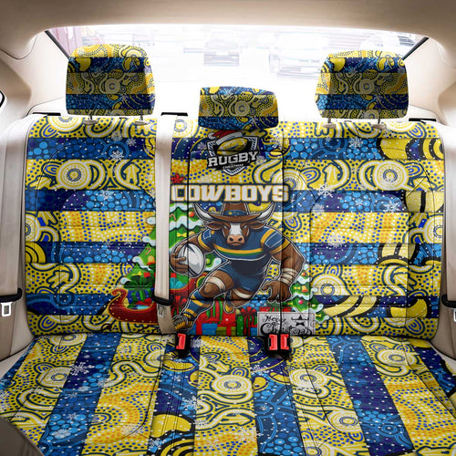Cowboys Rugby Merry Christmas Back Car Seat Cover Indigenous Australian Art