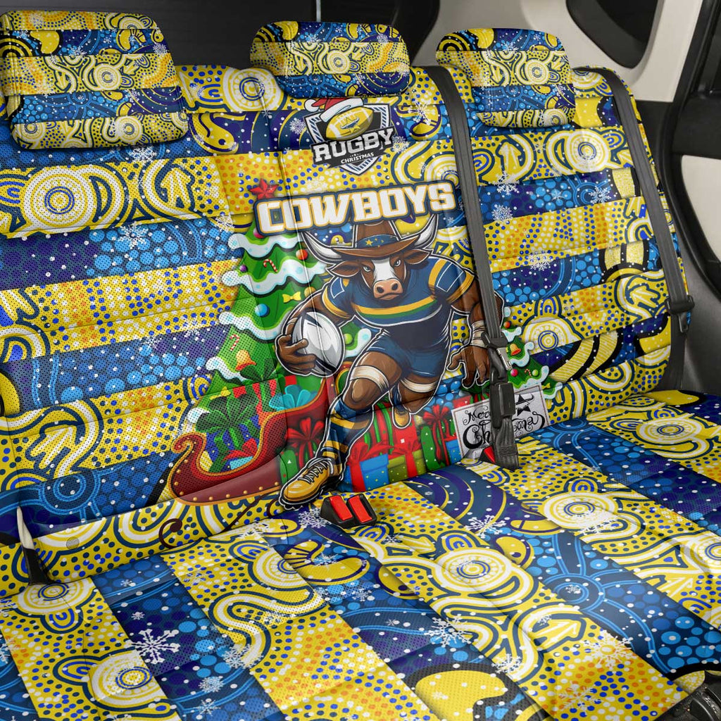 Cowboys Rugby Merry Christmas Back Car Seat Cover Indigenous Australian Art
