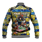 Custom Cowboys Rugby Merry Christmas Baseball Jacket Indigenous Australian Art