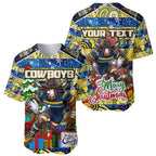 Custom Cowboys Rugby Merry Christmas Baseball Jersey Indigenous Australian Art