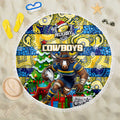 Cowboys Rugby Merry Christmas Beach Blanket Indigenous Australian Art