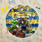 Cowboys Rugby Merry Christmas Beach Blanket Indigenous Australian Art