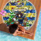 Cowboys Rugby Merry Christmas Beach Blanket Indigenous Australian Art