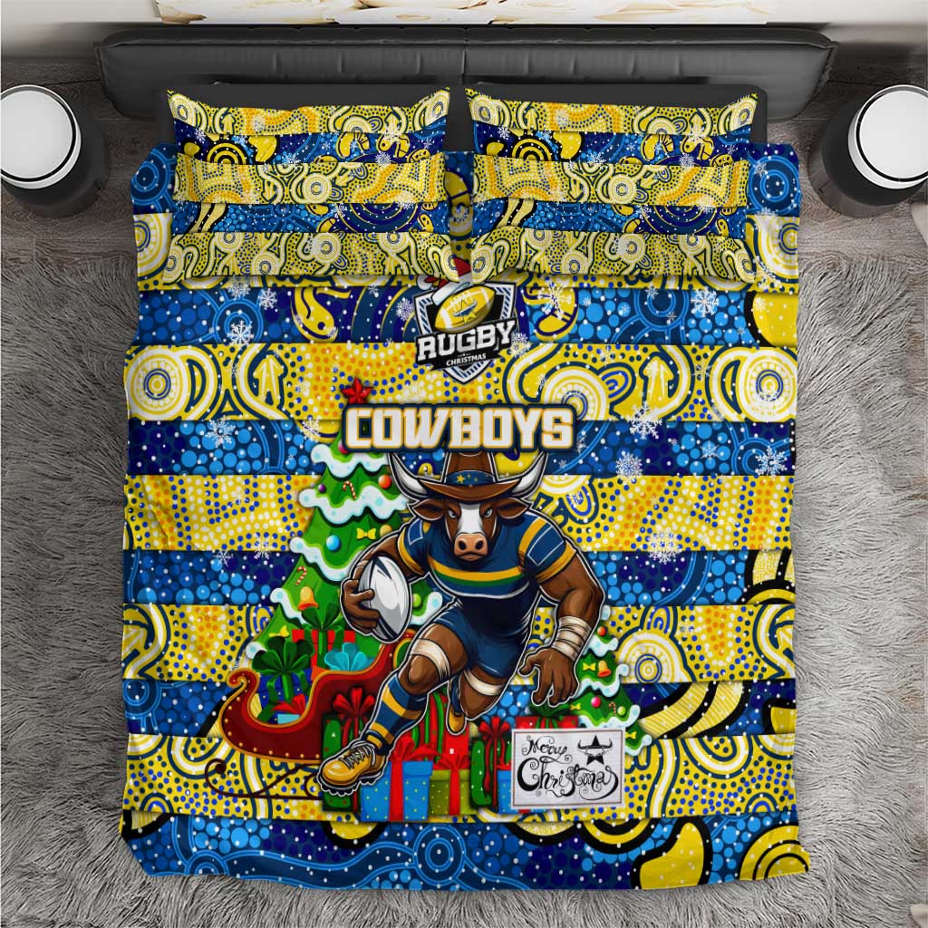Cowboys Rugby Merry Christmas Bedding Set Indigenous Australian Art
