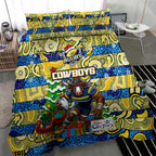 Cowboys Rugby Merry Christmas Bedding Set Indigenous Australian Art