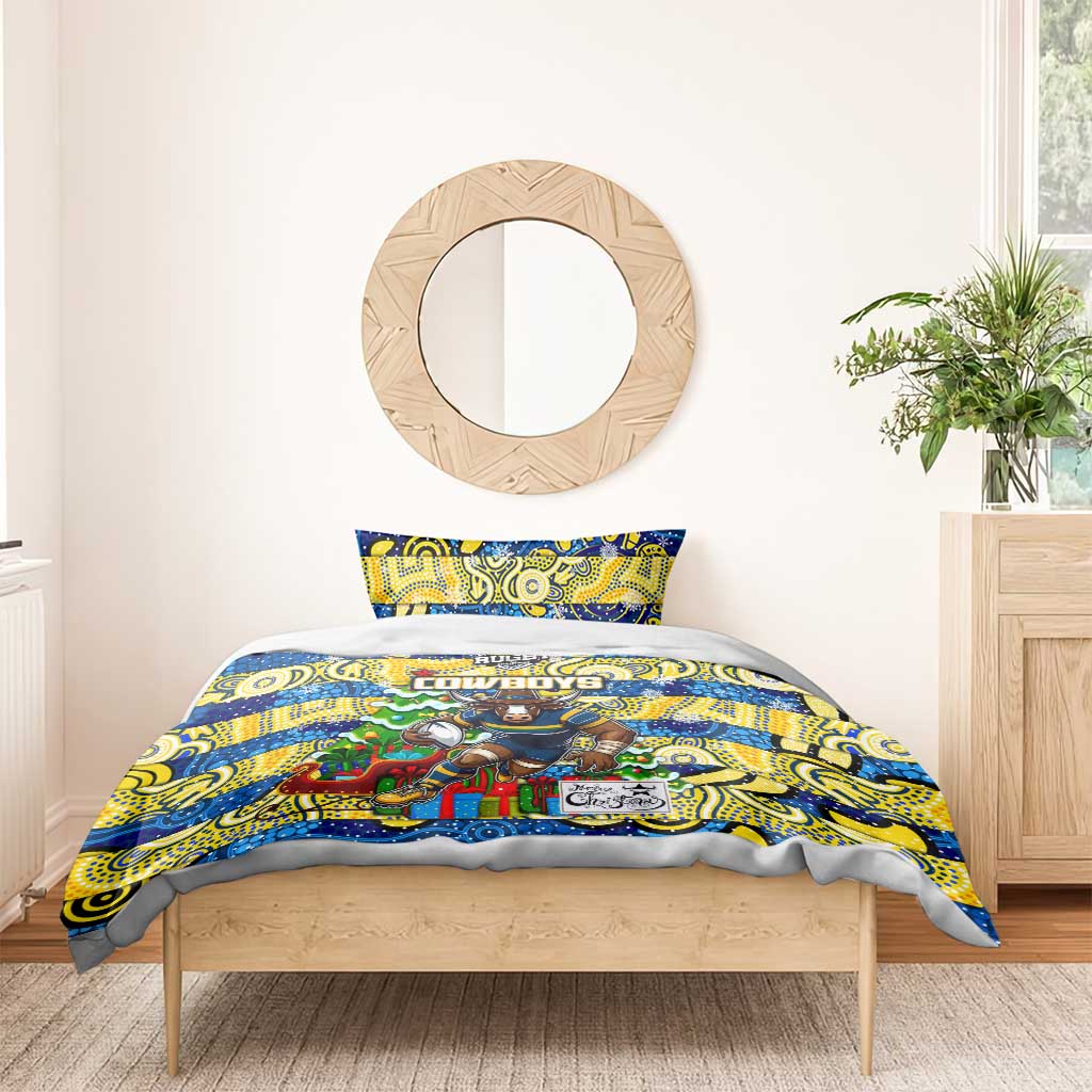 Cowboys Rugby Merry Christmas Bedding Set Indigenous Australian Art
