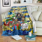 Cowboys Rugby Merry Christmas Blanket Indigenous Australian Art