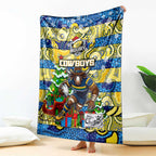 Cowboys Rugby Merry Christmas Blanket Indigenous Australian Art