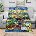 Cowboys Rugby Merry Christmas Blanket Indigenous Australian Art