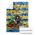 Cowboys Rugby Merry Christmas Blanket Indigenous Australian Art