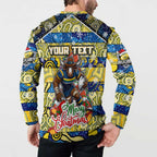 Custom Cowboys Rugby Merry Christmas Button Sweatshirt Indigenous Australian Art