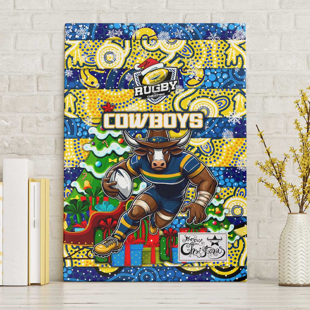 Cowboys Rugby Merry Christmas Canvas Wall Art Indigenous Australian Art